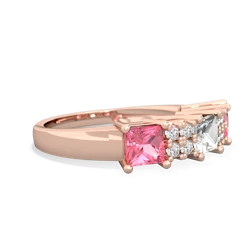 White Topaz Three Stone Diamond Cluster 14K Rose Gold ring R2592