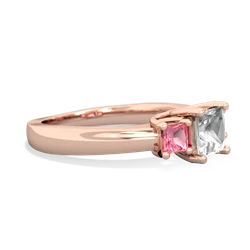 White Topaz Three Stone Trellis 14K Rose Gold ring R4015