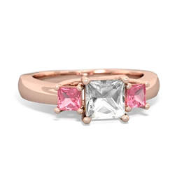 White Topaz Three Stone Trellis 14K Rose Gold ring R4015