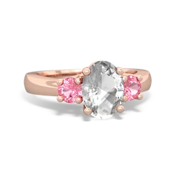 White Topaz Three Stone Oval Trellis 14K Rose Gold ring R4024