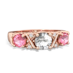 White Topaz Hugs And Kisses 14K Rose Gold ring R5016