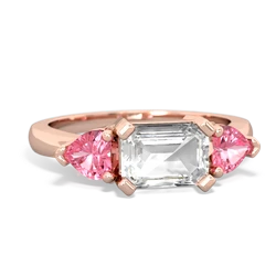 White Topaz Three Stone 14K Rose Gold ring R5235