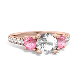 White Topaz Pave Trellis 14K Rose Gold ring R5500