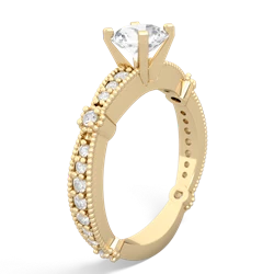 White Topaz Sparkling Tiara 6Mm Round 14K Yellow Gold ring R26296RD