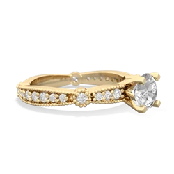 White Topaz Sparkling Tiara 6Mm Round 14K Yellow Gold ring R26296RD