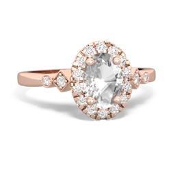 White Topaz Antique-Style Halo 14K Rose Gold ring R5720