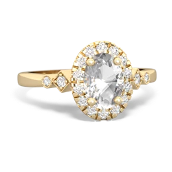 White Topaz Antique-Style Halo 14K Yellow Gold ring R5720