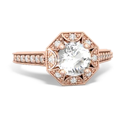 White Topaz Art-Deco Starburst 14K Rose Gold ring R5520