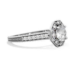 White Topaz Art-Deco Starburst 14K White Gold ring R5520