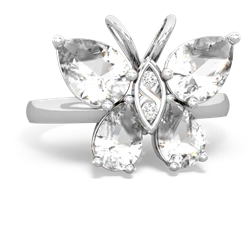 White Topaz Butterfly 14K White Gold ring R2215