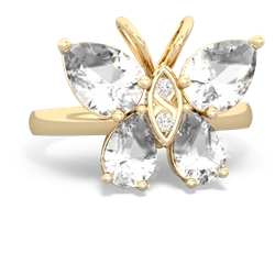 White Topaz Butterfly 14K Yellow Gold ring R2215