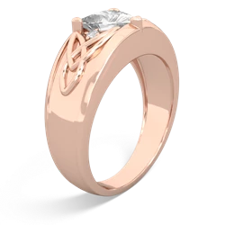 White Topaz Celtic Trinity Knot Men's 14K Rose Gold ring R0440