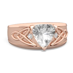 White Topaz Celtic Trinity Knot Men's 14K Rose Gold ring R0440