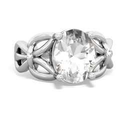 White Topaz Celtic Knot Cocktail 14K White Gold ring R2377