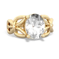 White Topaz Celtic Knot Cocktail 14K Yellow Gold ring R2377