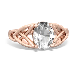 White Topaz Celtic Trinity Knot 14K Rose Gold ring R2389