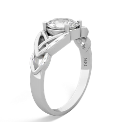 White Topaz Celtic Trinity Knot 14K White Gold ring R2389