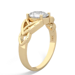 White Topaz Celtic Trinity Knot 14K Yellow Gold ring R2389