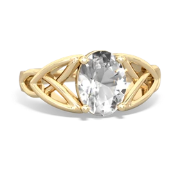 White Topaz Celtic Trinity Knot 14K Yellow Gold ring R2389