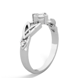 White Topaz Celtic Knot Princess 14K White Gold ring R3349