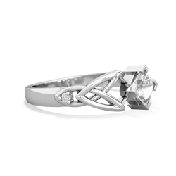 White Topaz Celtic Knot Princess 14K White Gold ring R3349