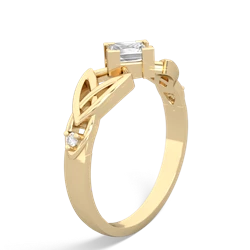 White Topaz Celtic Knot Princess 14K Yellow Gold ring R3349