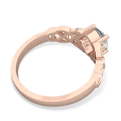 White Topaz Checkerboard Cushion Celtic Knot 14K Rose Gold ring R5000