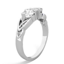 White Topaz Celtic Knot Double Heart 14K White Gold ring R5040