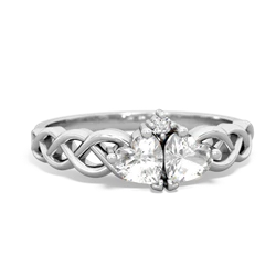 White Topaz Heart To Heart Braid 14K White Gold ring R5870