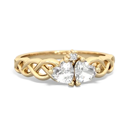 White Topaz Heart To Heart Braid 14K Yellow Gold ring R5870