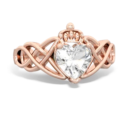 White Topaz Claddagh Celtic Knot 14K Rose Gold ring R2367