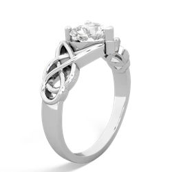 White Topaz Claddagh Celtic Knot 14K White Gold ring R2367