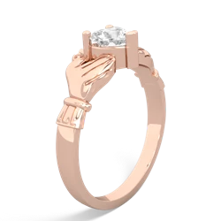 White Topaz Claddagh 14K Rose Gold ring R2370