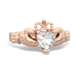 White Topaz Claddagh 14K Rose Gold ring R2370