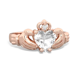 White Topaz Claddagh Diamond Crown 14K Rose Gold ring R2372