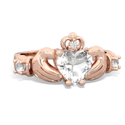 White Topaz Claddagh Keepsake 14K Rose Gold ring R5245