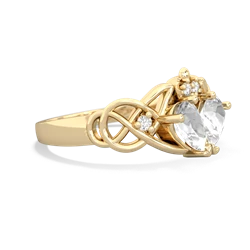 White Topaz 'One Heart' Celtic Knot Claddagh 14K Yellow Gold ring R5322