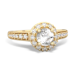 White Topaz Diamond Halo 14K Yellow Gold ring R5370