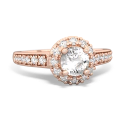 White Topaz Diamond Halo 14K Rose Gold ring R5370