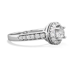 White Topaz Diamond Halo 14K White Gold ring R5370