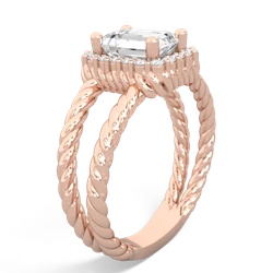 White Topaz Rope Split Band 14K Rose Gold ring R2628