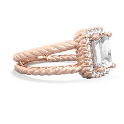 White Topaz Rope Split Band 14K Rose Gold ring R2628