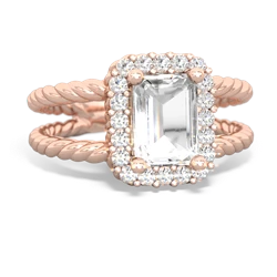 White Topaz Rope Split Band 14K Rose Gold ring R2628