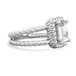 White Topaz Rope Split Band 14K White Gold ring R2628