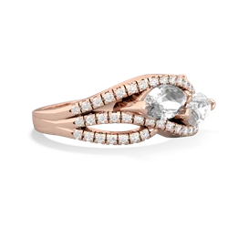White Topaz Diamond Rivers 14K Rose Gold ring R3070