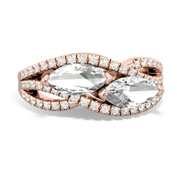 White Topaz Diamond Rivers 14K Rose Gold ring R3070