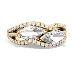 White Topaz Diamond Rivers 14K Yellow Gold ring R3070