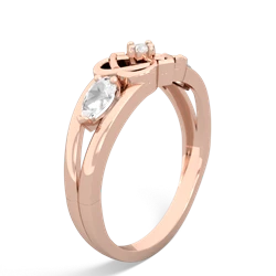 White Topaz Hearts Intertwined 14K Rose Gold ring R5880