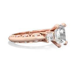 White Topaz Art Deco Diamond 8X6 Emerald-Cut Engagement 14K Rose Gold ring R20018EM