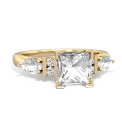 White Topaz 6Mm Princess Eternal Embrace Engagement 14K Yellow Gold ring C2002